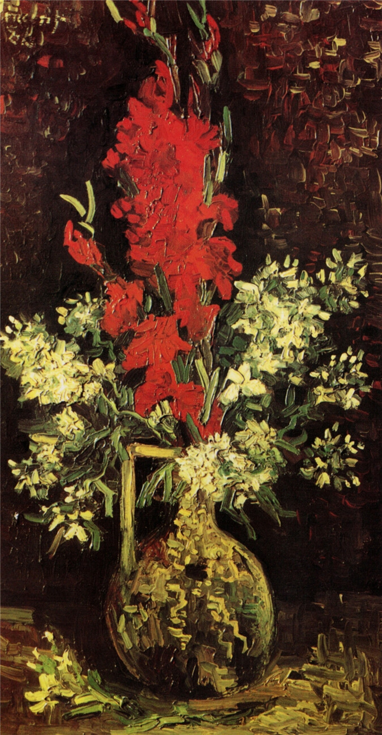 Vase With Gladioli And Carnations 2